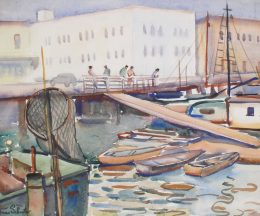 Donna Schuster (1883-1953)  Harbor Scene15 x 22